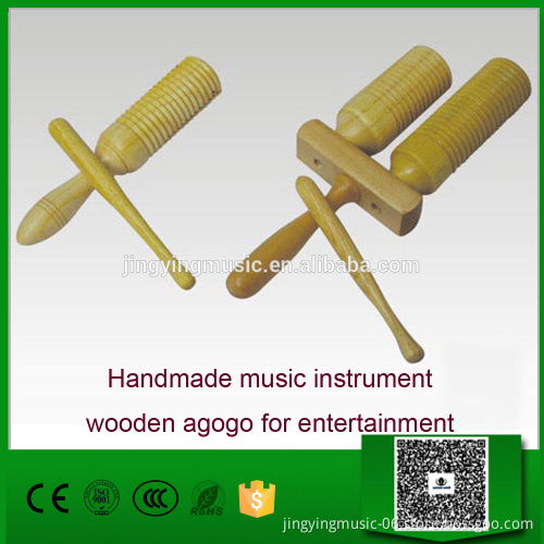Handmade music instrument wooden agogo for entertainment